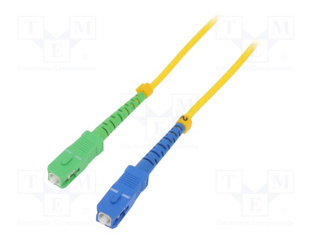 Fiber patch cord; SC/APC,SC/UPC; 10m; LSZH; yellow; Wire dia: 3mm