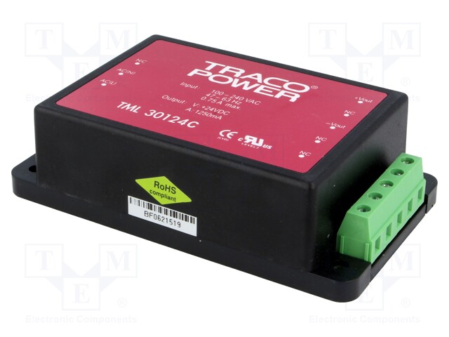 Power supply: switched-mode; 30W; 24VDC; 1.25A; 200g; -25÷60°C