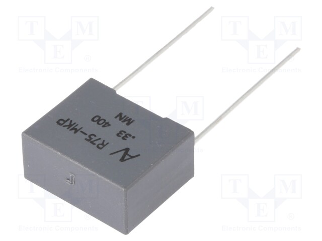 Capacitor: polypropylene; 0.33uF; 15mm; ±5%; 18x14.5x8.5mm; 400VDC