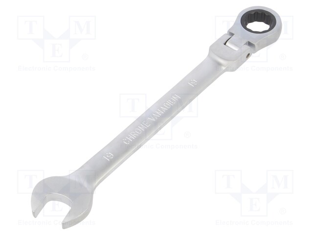 Wrench; combination spanner,with ratchet,with joint; 19mm