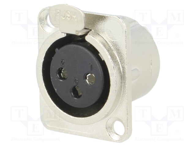 Socket; XLR; female; PIN: 3; soldering; gold-plated; silver; metal