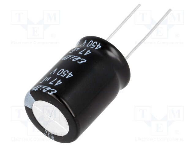 Capacitor: electrolytic; THT; 47uF; 450VDC; Ø18x31.5mm; ±20%; 2000h