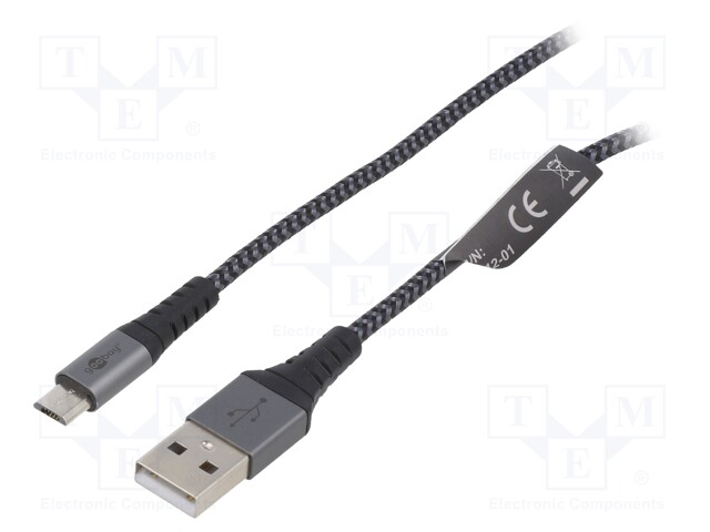 Cable; USB 2.0; USB A plug,USB B micro plug; 1m; 480Mbps