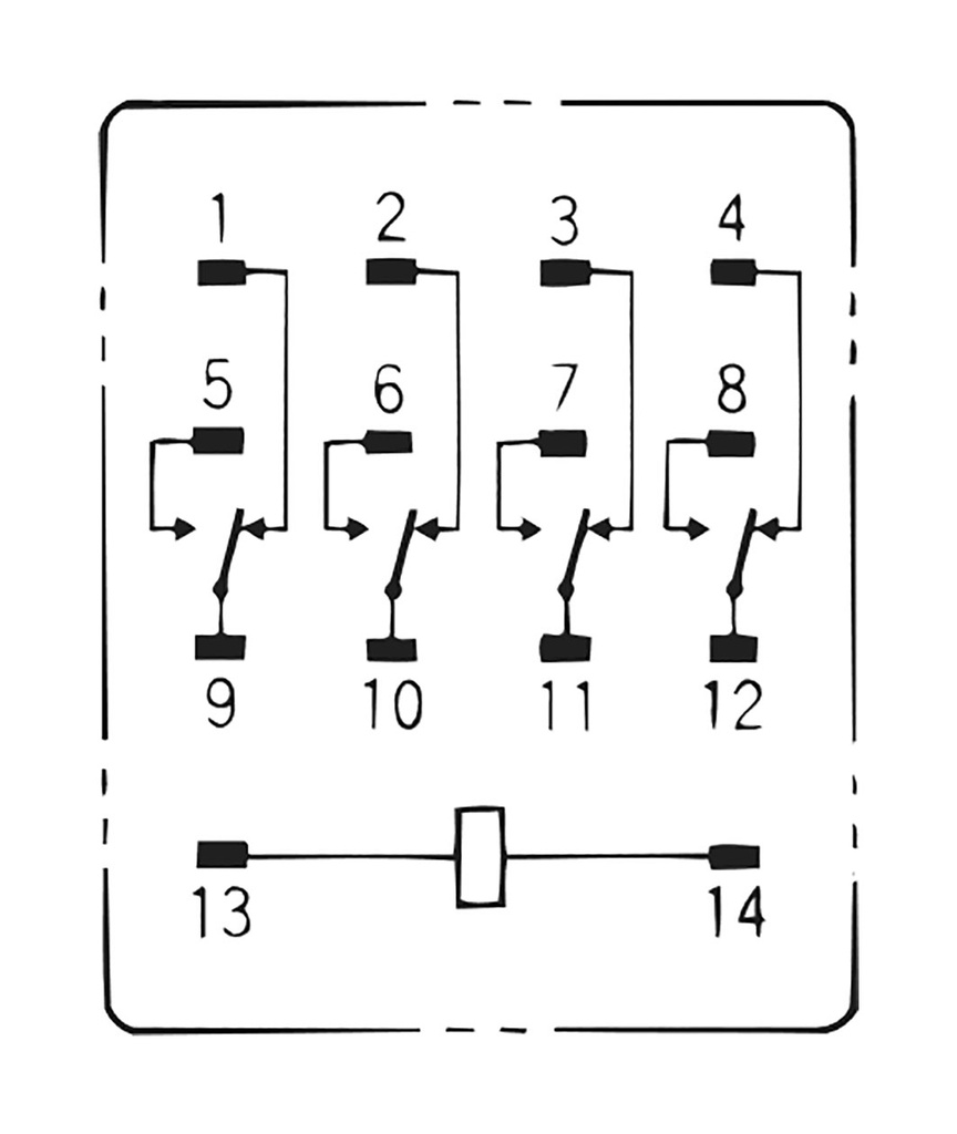 Relay: electromagnetic; 4PDT; Ucoil: 48VDC; Icontacts max: 6A; MY4