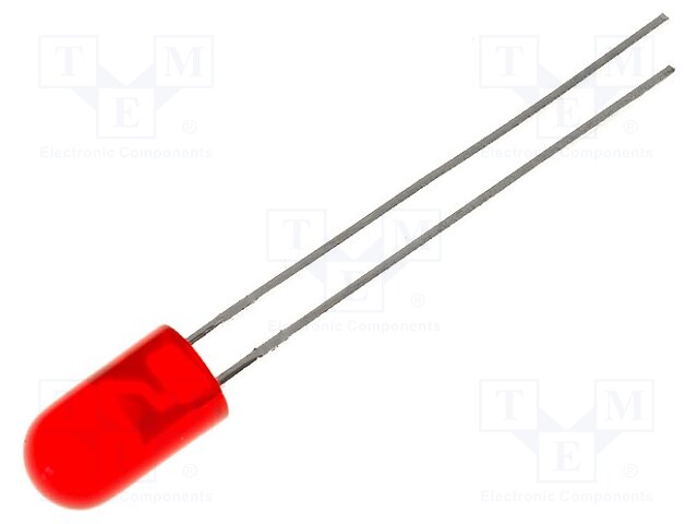 LED; 5mm; red; 8÷30mcd; 60°; Front: convex; without flange