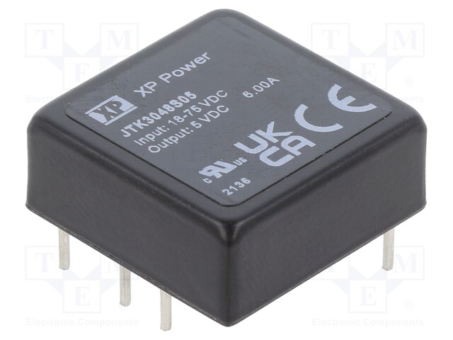 Isolated Board Mount DC/DC Converter, ITE, 1 Output, 30 W, 5 V, 6 A