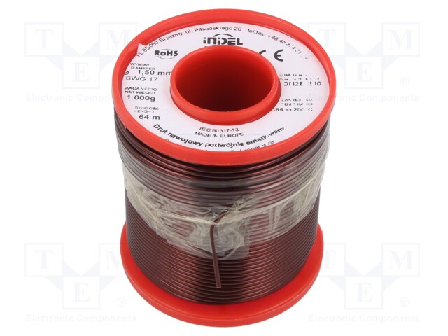 Coil wire; double coated enamelled; 1.5mm; 1kg; -65÷200°C