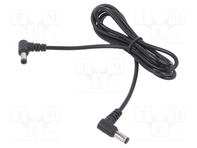 Cable; 2x0.5mm2; DC 5,5/2,1 plug x2; straight; black; 1.2m