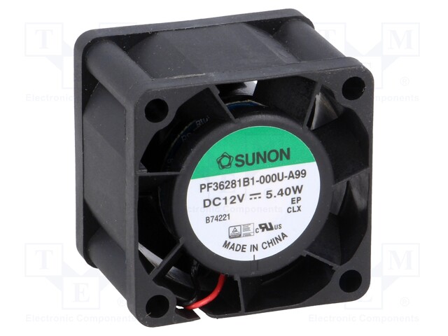 Fan: DC; axial; 12VDC; 36x36x28mm; 30.75m3/h; 55.7dBA; ball bearing