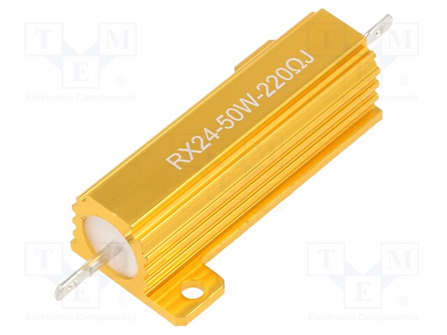 Resistor: wire-wound; with heatsink; 220Ω; 50W; ±5%; 50ppm/°C