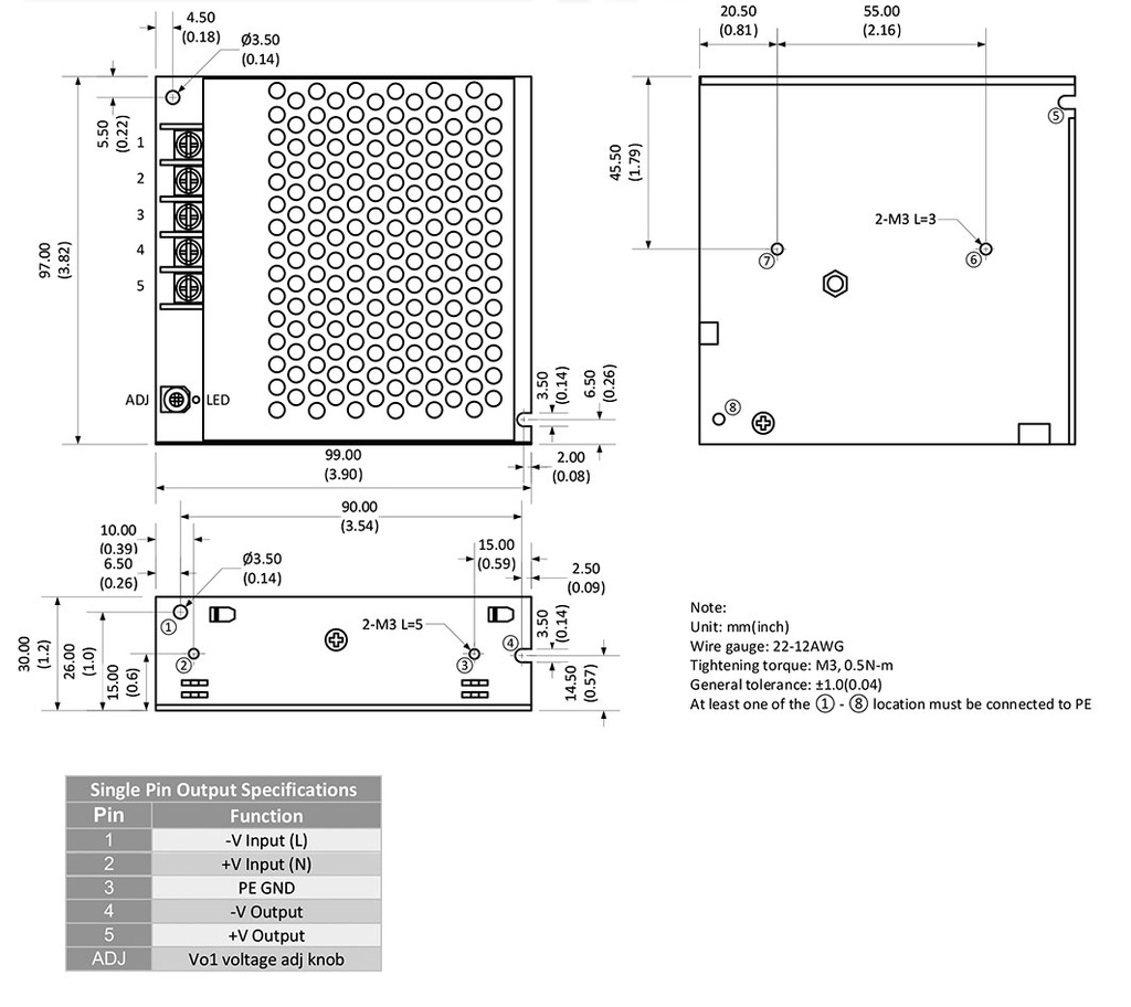 Power supply: switched-mode; voltage source; 75W; 15VDC; 5A; OUT: 1