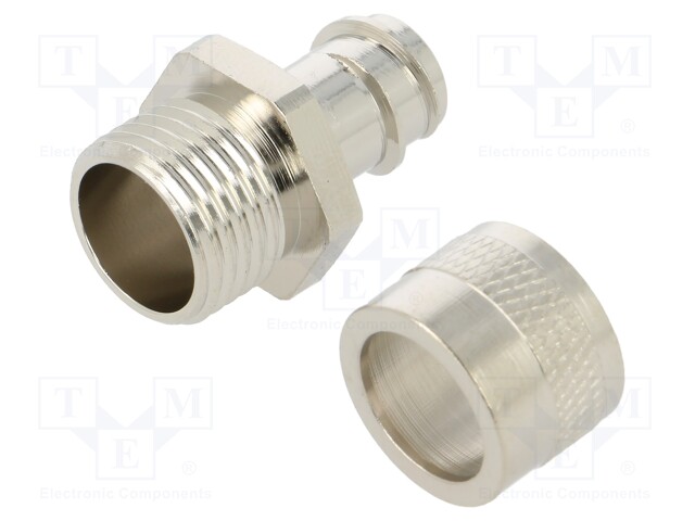 Straight terminal connector; Thread: metric,outside; brass