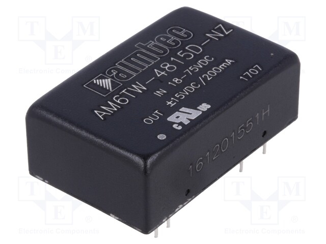 Converter: DC/DC; 6W; Uin: 18÷75V; Uout: 15VDC; Uout2: -15VDC; DIP24