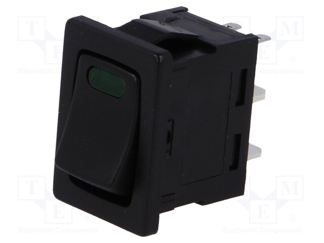 ROCKER; SPST; Pos: 2; OFF-ON; 16A/12VDC; black; LED 12VDC,point