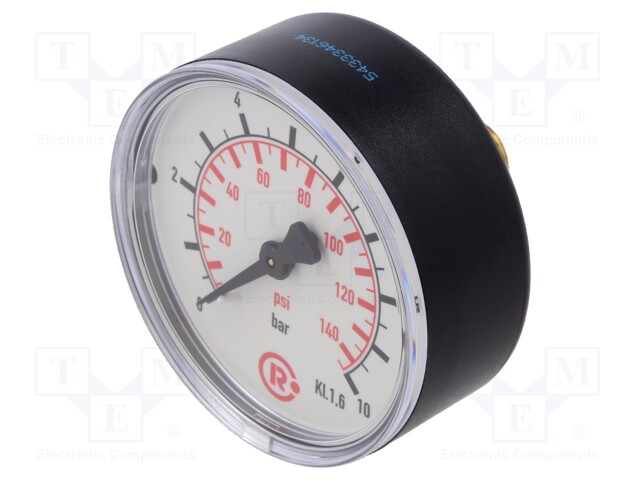 Manometer; 0÷10bar; 63mm; non-aggressive liquids,inert gases