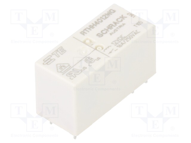 Relay: electromagnetic; SPST-NO; Ucoil: 12VDC; 16A/250VAC; 16A