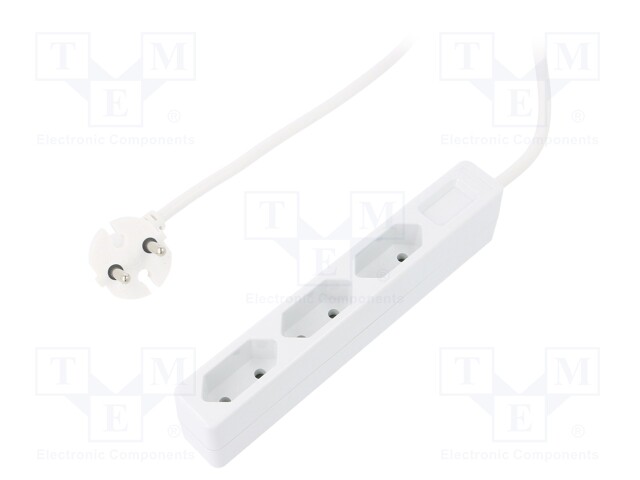 Plug socket strip: protective; Sockets: 3; 250VAC; 7.5A; 1.5m; IP20