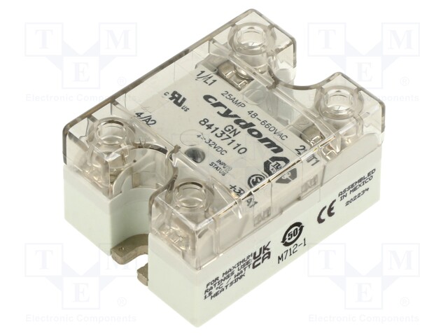 Relay: solid state; Ucntrl: 4÷32VDC; 25A; 48÷660VAC