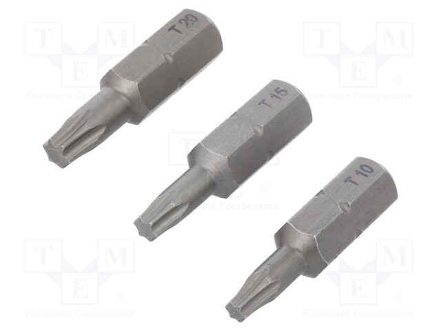 Screwdriver bits; Pcs: 3; Package: plastic case; 25mm; Bit: Torx®