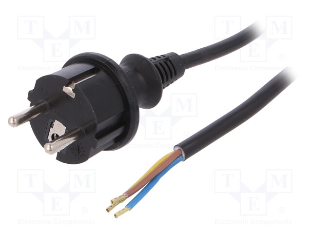 Cable; SCHUKO plug,CEE 7/7 (E/F) plug,wires; 4m; black; PVC; 16A