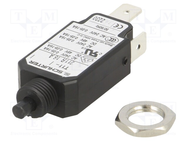 Circuit breaker; Urated: 240VAC; 48VDC; 16A; SPST; Poles: 1; screw