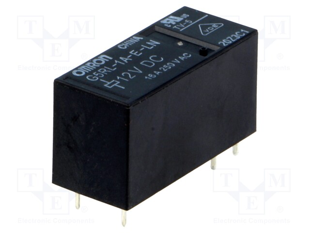 Relay: electromagnetic; SPST-NO; Ucoil: 12VDC; 16A/250VAC; 400mW