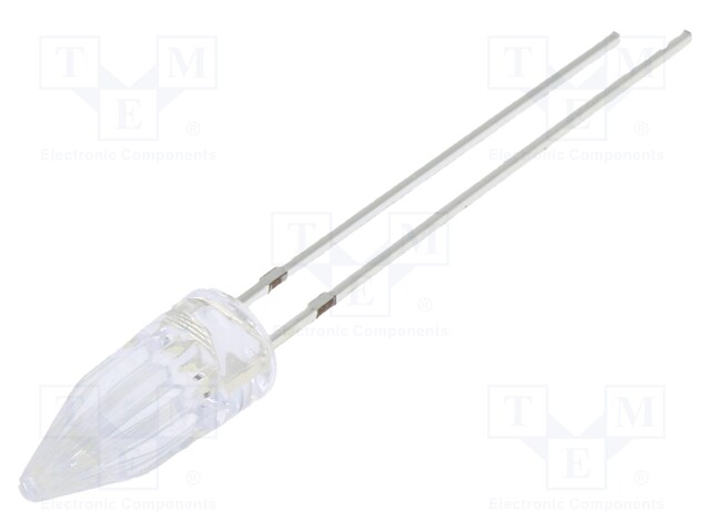 LED; 5mm; white cold; 750÷1120mcd; 100°; 20mA; 12V; Front: Rocket