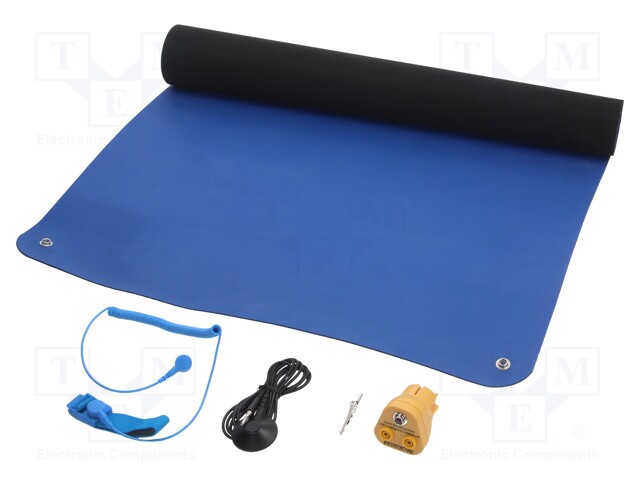 Bench mat; ESD; Dim: 600x1200mm; D: 2mm; blue (dark)