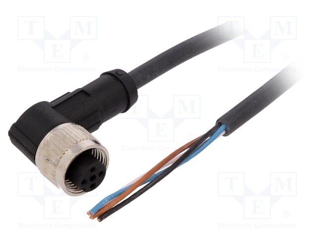 Connection lead; M12; PIN: 4; angled; 10m; plug; 250VAC; 4A; -25÷80°C