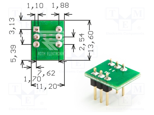 IC Adapter, PCB, 6-SOT-353, 7.62 mm Row Pitch, 2.54 mm Spacing