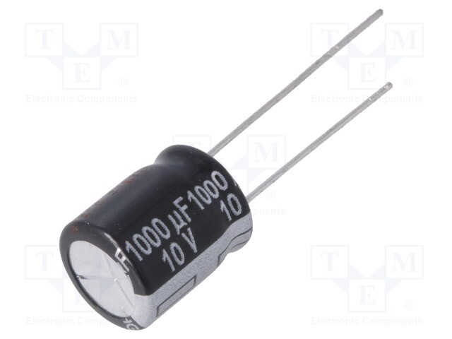 Capacitor: electrolytic; low impedance; THT; 1000uF; 10VDC; ±20%