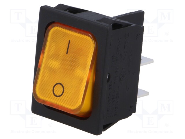 ROCKER; DPST; Pos: 2; OFF-ON; 20A/250VAC; orange; IP40; 100mΩ