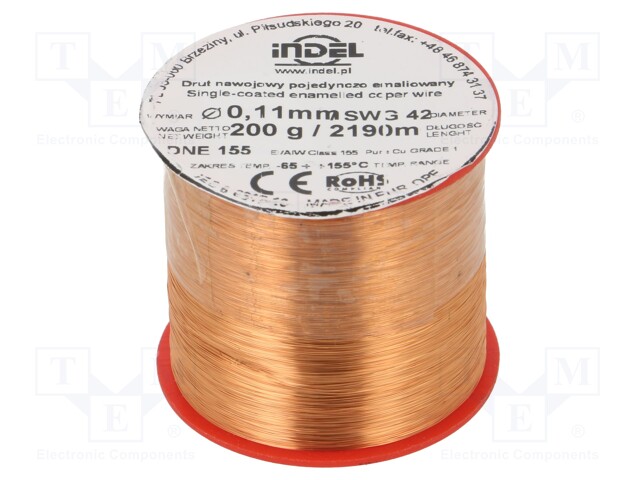 Coil wire; single coated enamelled; 0.112mm; 200g; -65÷155°C