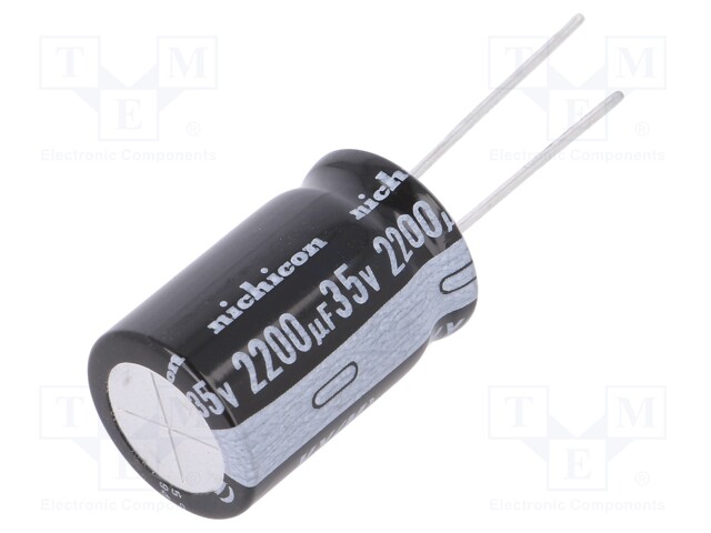 Capacitor: electrolytic; THT; 2200uF; 35VDC; Ø16x25mm; Pitch: 7.5mm