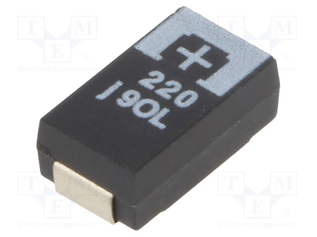 Capacitor: tantalum-polymer; 220uF; 6.3VDC; TPB; SMD; ±20%; 2000h