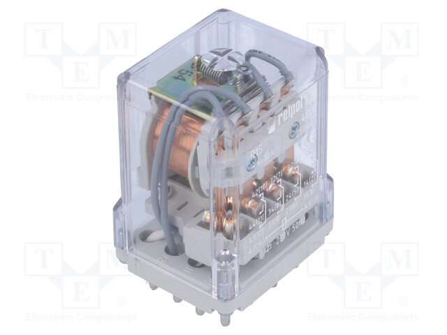 Relay: electromagnetic; 4PDT; Ucoil: 230VAC; 10A/250VAC; 10A/24VDC