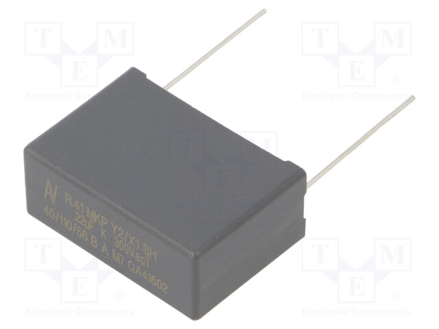 Capacitor: polypropylene; Y2; 220nF; 27.5mm; ±10%; 32x22x13mm