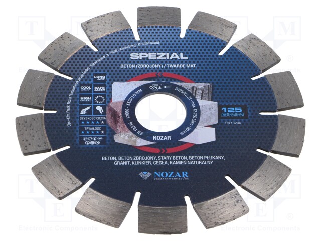 Cutting diamond wheel; Ø: 125mm; Øhole: 22.23mm; Spezial; 12250rpm