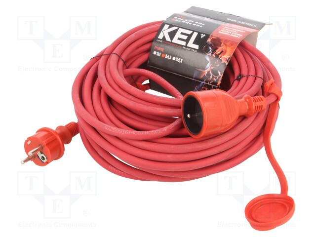 Extension lead; Sockets: 1; rubber; red; 25m; 16A; PROFESSIONAL