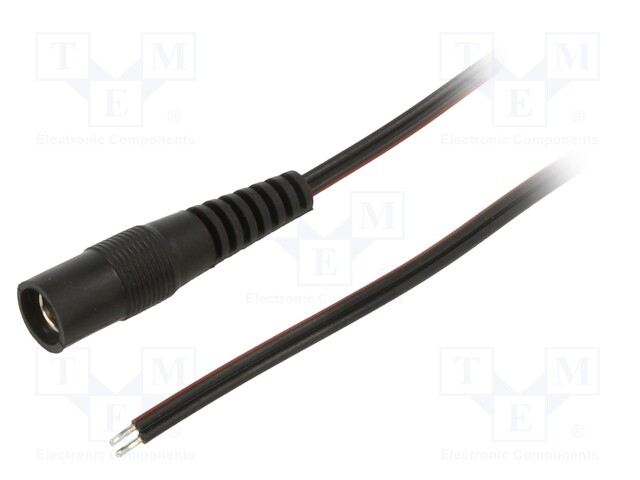 Cable; wires,DC 5,5/2,1 socket; straight; 0.35mm2; black; 1.5m