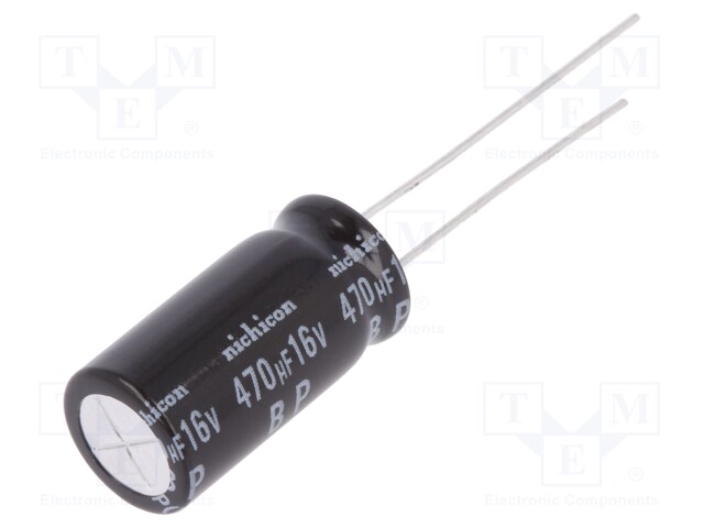 Capacitor: electrolytic; bipolar; THT; 470uF; 16VDC; Ø16x25mm; ±20%