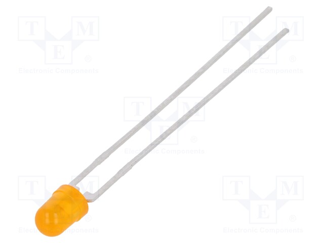 LED; 3mm; orange; 1.6÷13mcd; 60°; Front: convex; Pitch: 2.54mm