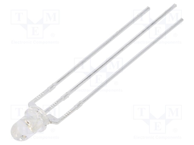 LED; 3mm; bicolour; red/blue; 2000mcd; 2000mcd; 30°; Front: convex