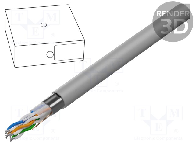 Wire; F/UTP; 5e; stranded; CCA; 4x2x24AWG; PVC; grey; 100m