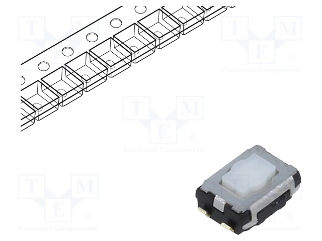 Microswitch TACT; SPST; Pos: 2; 0.02A/15VDC; SMT; none; 2.1mm; white