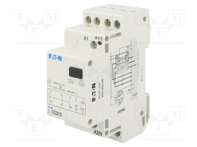 Relay: installation; bistable; NO x3; Ucoil: 230VAC; 35x90x60mm
