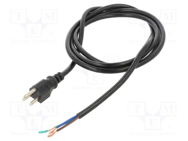 POWER CORD, NEMA 5-15P/FREE END, 2M, 10A