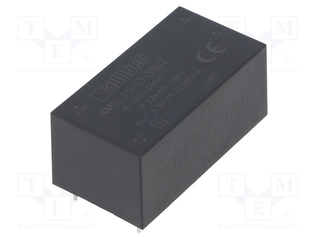 Converter: AC/DC; 8.9W; Uout: 3.3VDC; Iout: 2.7A; 72%; Mounting: PCB