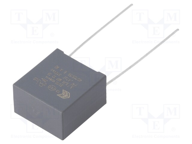 Capacitor: polypropylene; X2; 0.47uF; 15mm; ±20%; 18x19x11mm