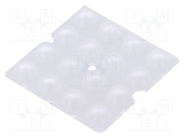 LED lens; square; Mat: PMMA plexiglass; transparent; H: 7.5mm